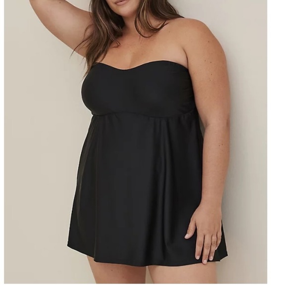 TORRID A-LINE MID LENGTH SWIM DRESS - BLACK - Picture 3 of 6